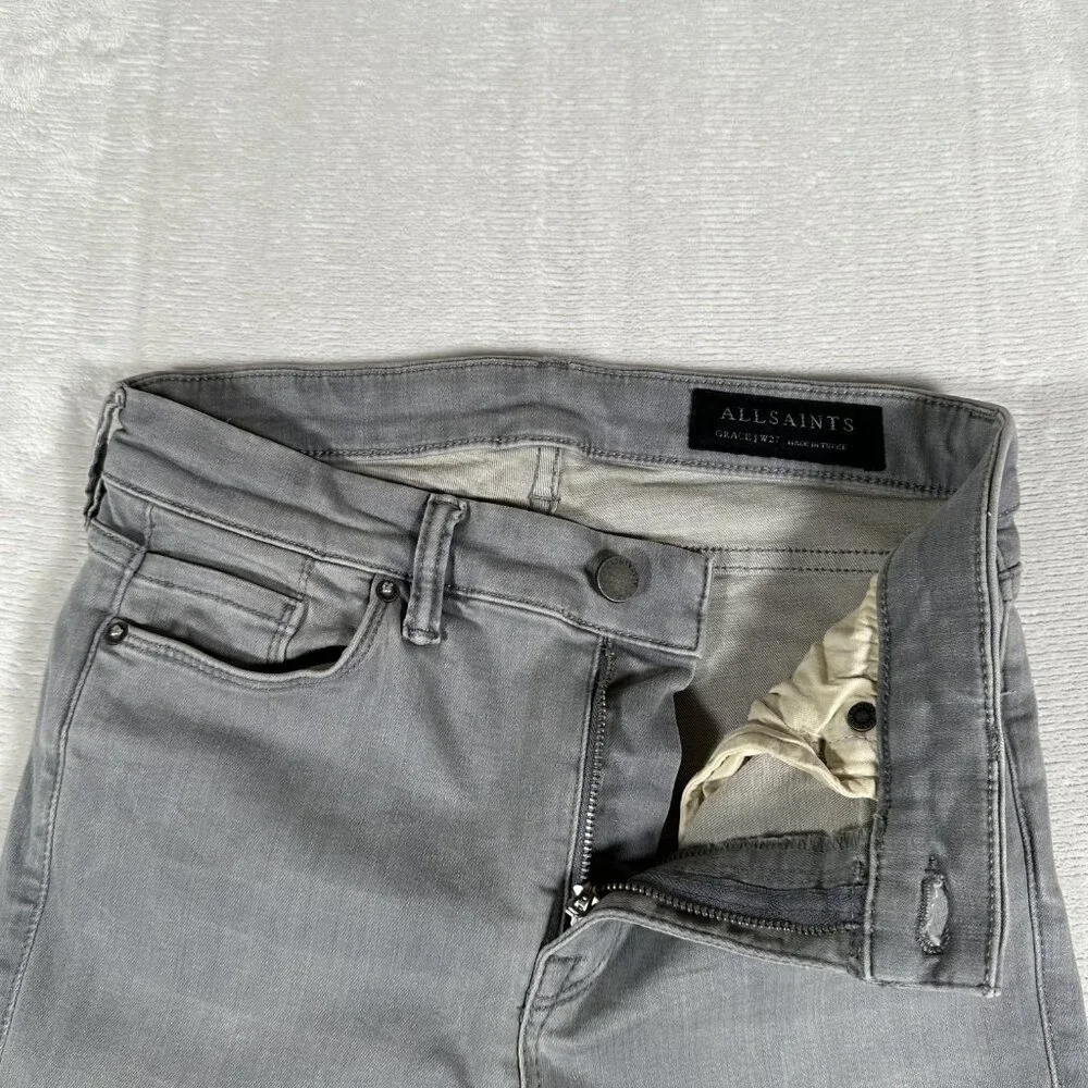 All Saints Grace Jeans Women Size W27 L29 Gray Skinny Denim Cotton Blend GUC - Picture 6 of 10